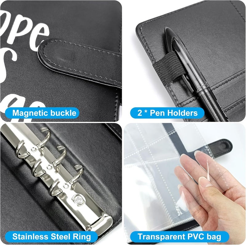 POUYRBA 100 Envelope Challenge Binder, Leather 52 Week Money Saving Challenge Binder Easy and Fun Way for 100 Envelopes Money Saving Challenge Budget Binder for Budgeting Planner & Saving Money - Image 3
